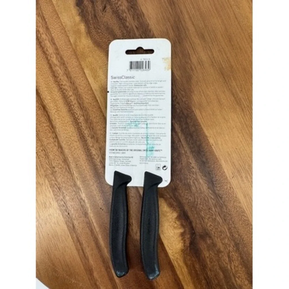 Victorinox SwissClassic Paring Knife Set 2pc Black Serrated Round Tip Swiss Made